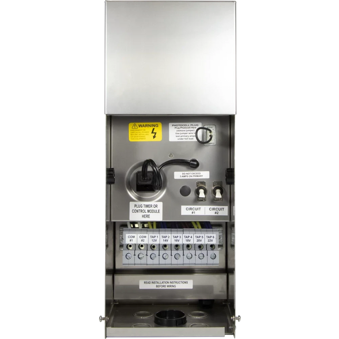 Landscape Lighting Transformer | 600W | 12V/14V/16V/18V/20V/22V Output | Stainless Steel Housing | IP65 Rated
