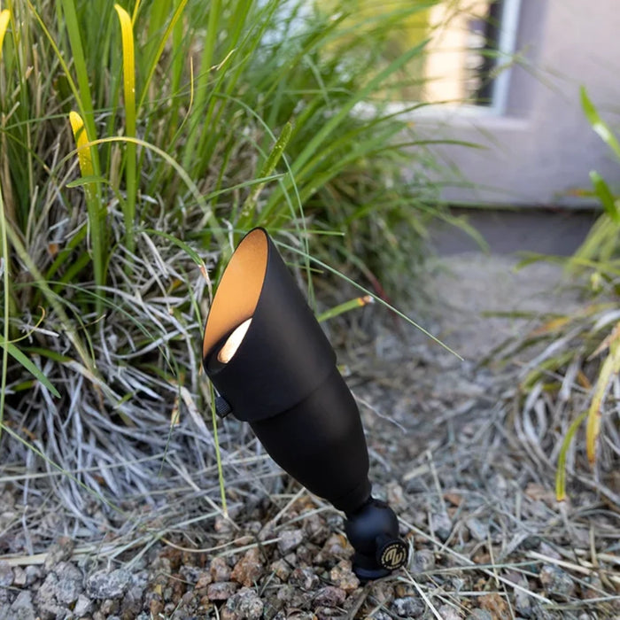 Low Voltage LED Bullet Light | 4W | 24V Max. | 3000K | 30 Deg. LED MR16 ECO Lamp | 80+ | IP65 Rated | Spun Brass Housing