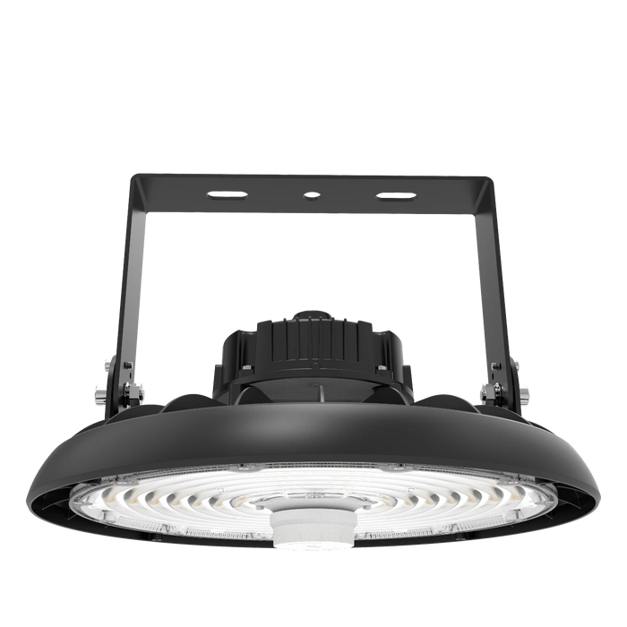 16 in. Round LED Highbay Fixture | 150/200/240W | Max. 36,000 Lumens | Selectable Kelvin | 80+ CRI | 120-277V | IP20 Rated | White Powder Coat Finish