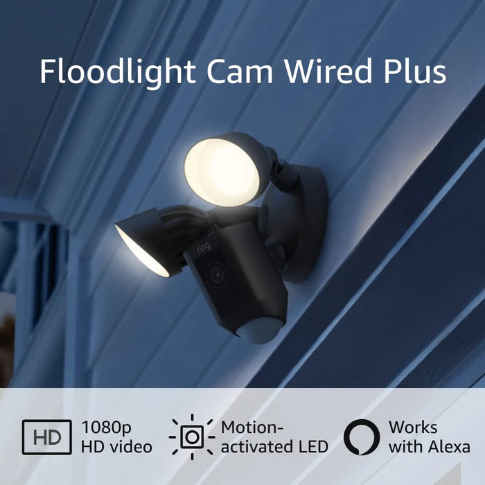Ring Smart Lighting - Floodlight Cam Plus | Wired | Motion-Activated | 1080p HD Video | 2021 Release