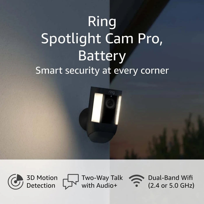 Ring Smart Lighting Battery-Powered Cam Pro Spotlight | 3D Motion Detection | Two-Way Talk with Audio+ | Dual-Band Wifi |2022 release