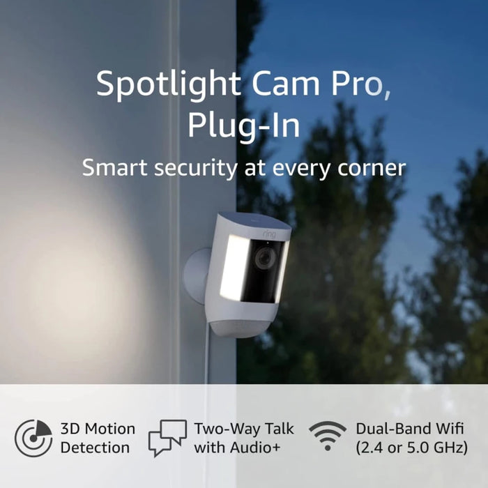 Ring Smart Lighting Plug-In Cam Pro Spotlight | 3D Motion Detection | Two-Way Talk with Audio+ | Dual-Band Wifi |2022 release