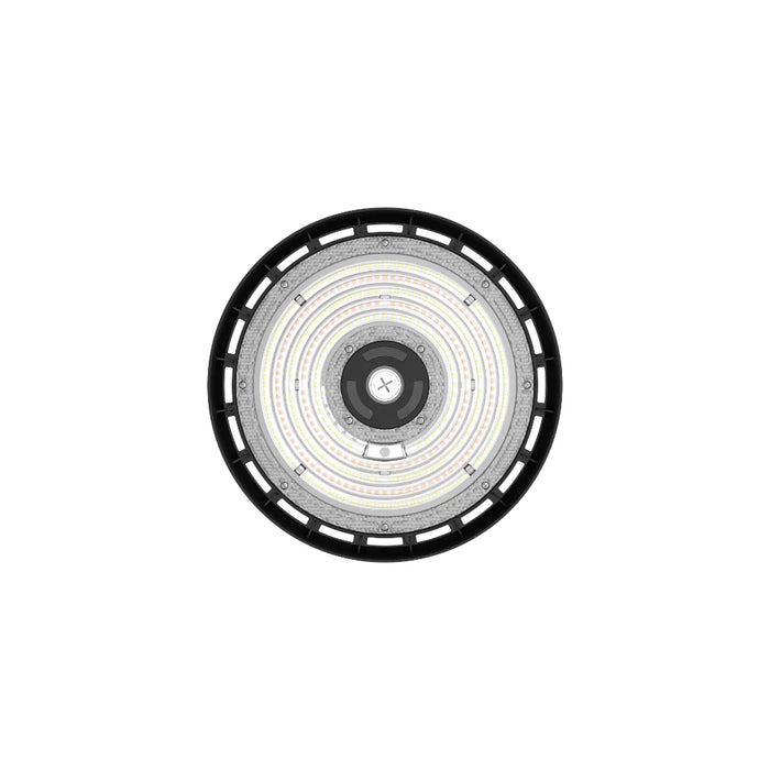 12 Round UFO LED High Bay | 150/200/240W | Max. 36,000 Lm | 4000/5000K | 80+ CRI | 120-277V | IP65 | Black Finish | sensor ready