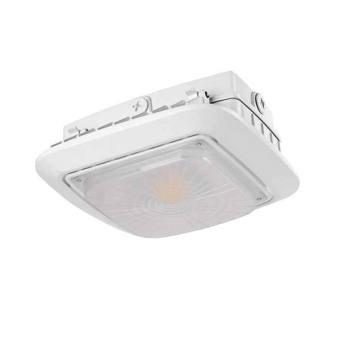 11 in. Square LED Parking Garage Light | 50W | 6,500 Lumens | 5000K | 70+ CRI | 120-277V | IP65 | White Finish