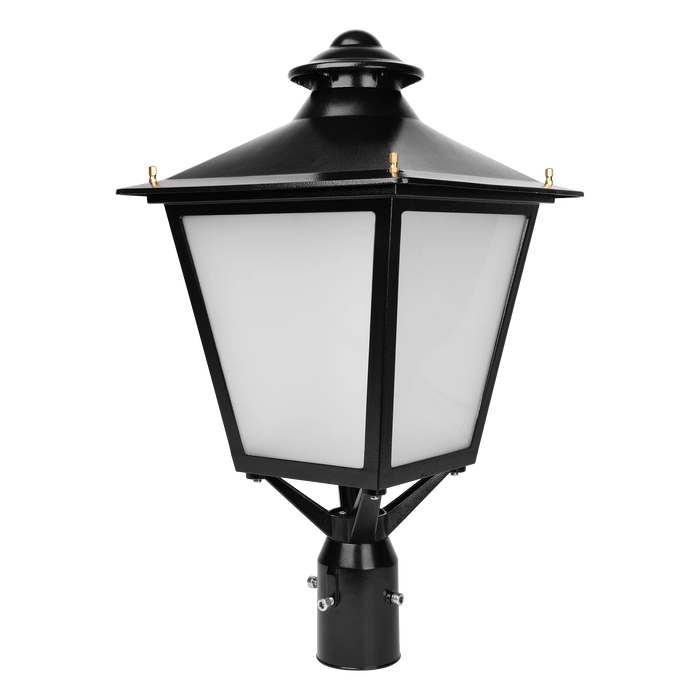 14 in. Post Top LED Lantern Fixture | 120W | 12,000 Lumens | 3000K | 70+ CRI | 120-277V | IP65 | Black Finish | 2-3/8 In. Slip Fitter