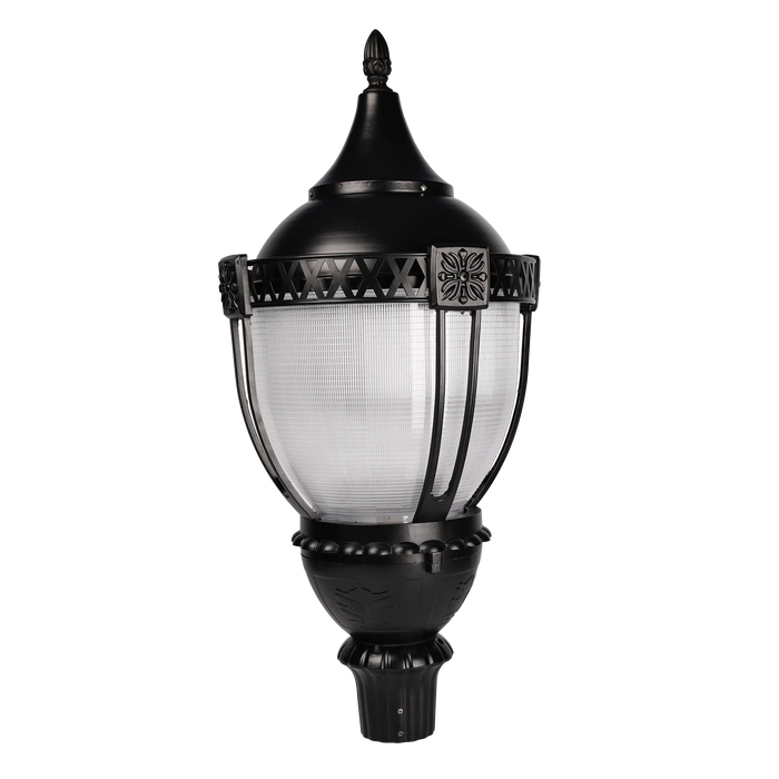 Decorative Post Top LED Fixture | 60/80/100W | Max. 11,600 Lm | 3000/4000/5000K | 70+ CRI | 120-277V | IP65 | Black Finish | 3 In. Tenon