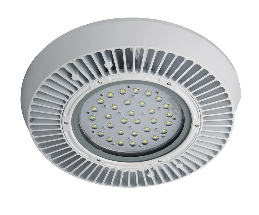 15 in. Round LED Highbay Fixture | 100W | 12,100 Lumens | 4000K | 70+ CRI | 120-277V | IP66 Rated | White Finish